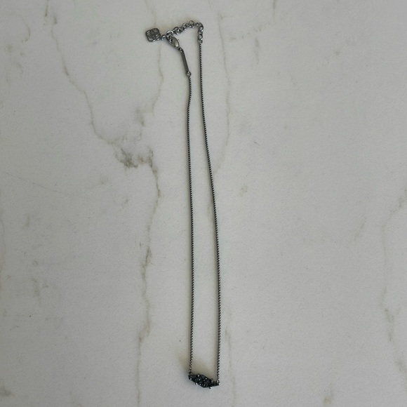 Kendra Scott Bridgete Gunmetal Black Drusy Stone Necklace - Picture 1 of 3